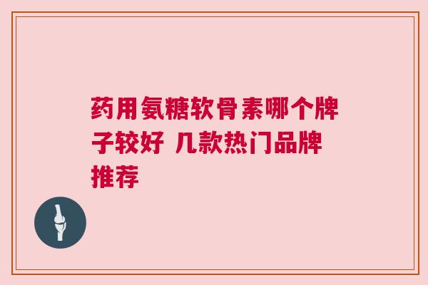 药用氨糖软骨素哪个牌子较好 几款热门品牌推荐