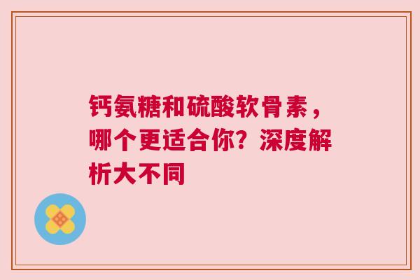 钙氨糖和硫酸软骨素，哪个更适合你？深度解析大不同