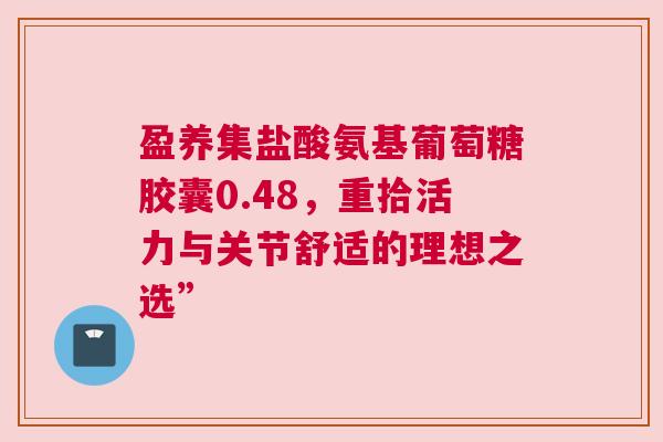 盈养集盐酸氨基葡萄糖胶囊0.48，重拾活力与关节舒适的理想之选”