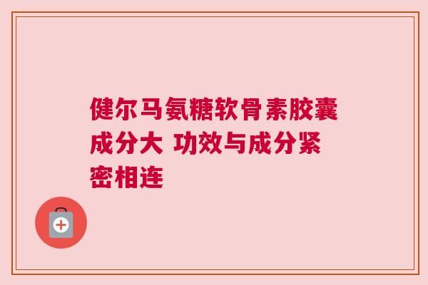 健尔马氨糖软骨素胶囊成分大 功效与成分紧密相连