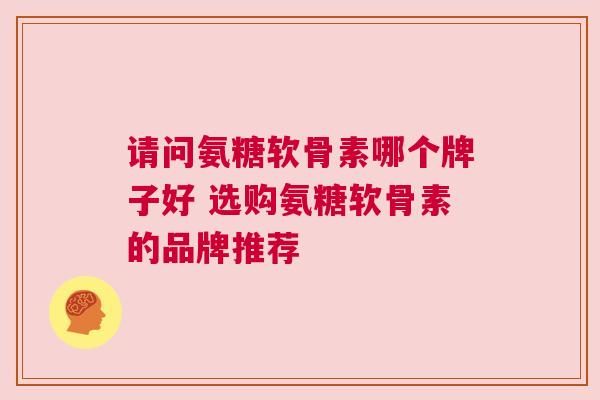请问氨糖软骨素哪个牌子好 选购氨糖软骨素的品牌推荐